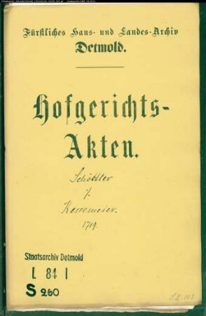 Schötler zu Fromhausen gegen Kessemeyer zu Fromhausen - Pacht eines Kampes