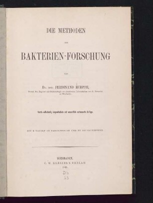 Die Methoden der Bakterien-Forschung