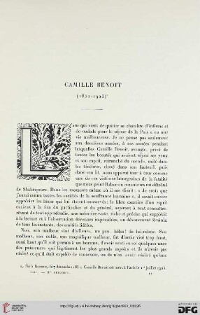 5. Pér. 8.1923: Camille Benoit (1851 - 1923)