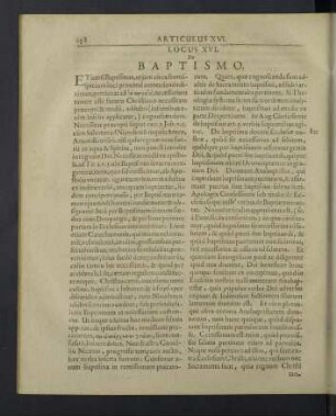 Locus XVI. De baptismo.