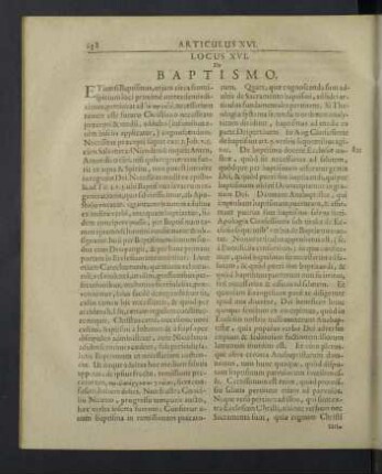 Locus XVI. De baptismo.