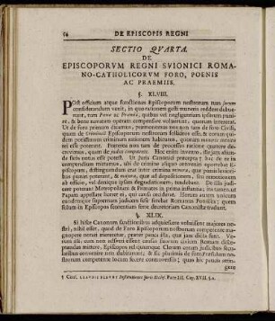 Sectio quarta. De Episcoporum...,poenis ac praemiis.