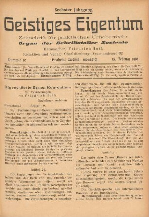 Nummer 10 (15. Februar 1910)
