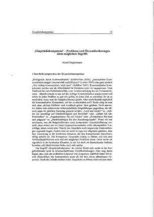 'Gesprächskompetenz' - Probleme und Herausforderungen eines möglichen Begriffs