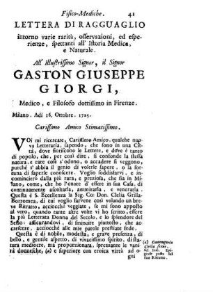 III.Lettera di ragguaglio del nostro Autore intorno varie rarità
