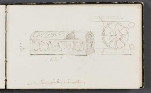 Skizze eines Rosettensarkophages aus dem Louvre; Detailstudie eines Rosettenmotivs