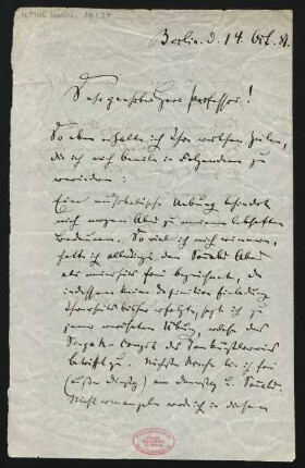 Brief an Unbekannt : 14.10.1887