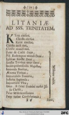 Litaniae Ad SSS. Trinitatem.
