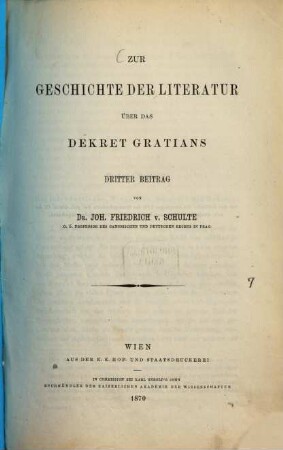 Zur Geschichte der Literatur über das Dekret Gratians. 3