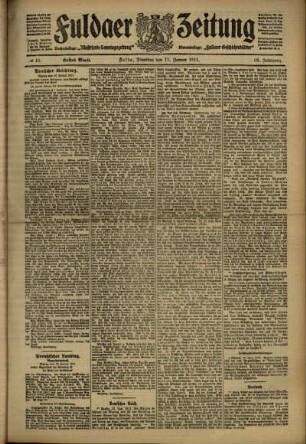 Erste Ausgabe vom Dienstag, den 17. Januar 1911.