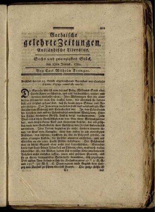 Sechs und zwanzigstes Stück, den 27ten Junius, 1789.