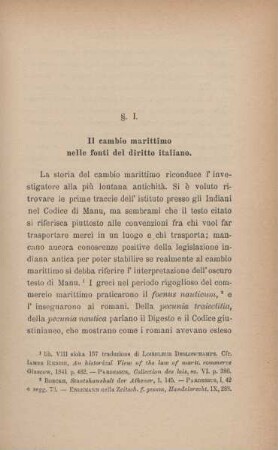 §. I. Il cambio marittimo nelle fonti del diritto italiano