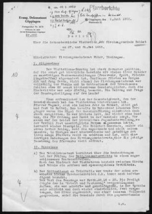 Schlat: Visitationsberichte mit Pfarrbericht 1953