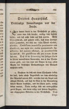 155-159, Drittes Hauptstück. Vorläufige Anmerkungen vor der Beicht...