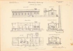 Fischereihafen, Geestemünde: Elektrische Zentralstation: Ansichten, Grundriss, Schnitte 1:100