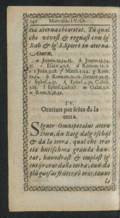 IV. Oratiun per fruts da la terra.