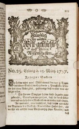 No. 25. Erlang d. 15. März 1757.
