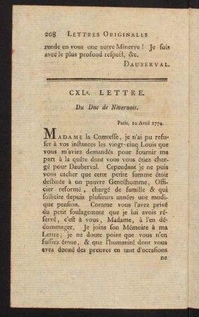 208-214, CXL. - CXLIV. Lettre