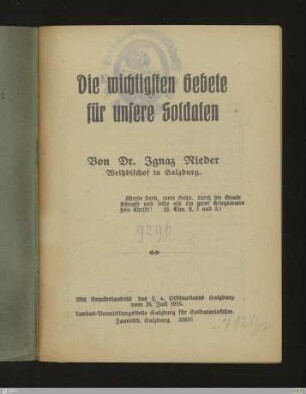 Die wichtigsten Gebete für unsere Soldaten