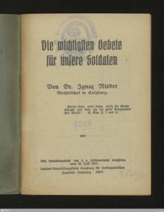 Die wichtigsten Gebete für unsere Soldaten