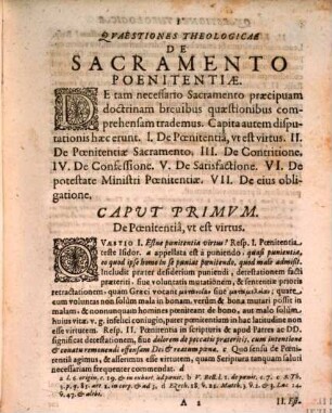 Quaestiones Theologicae De Sacramento Poenitentiae
