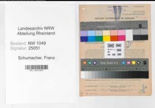 Entnazifizierung Franz Schumacher , geb. 24.01.1905 (Buchhalter)