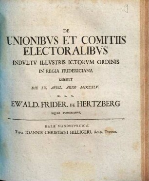 De unionibus et comitiis electoralibus