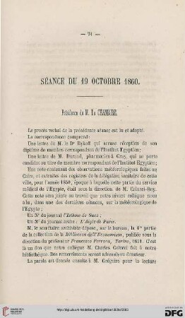 Séance du 19 octobre 1860