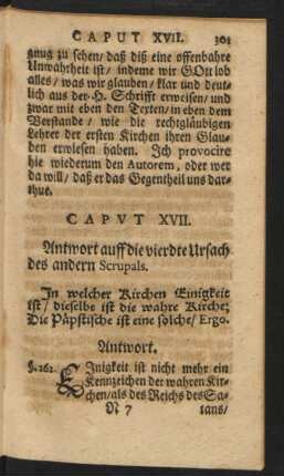 Caput XVII. Antwort auff die vierdte Ursach des andern Scrupels.
