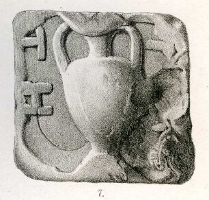 Drittelmine. Quadratisches Bleigewicht mit ganzer Amphora und griechischer Inschrift: T(PI)TH ?