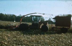 Fotografie: Futtererntetechnik, Maissilage, Feldhäcksler angebaut, Rückfahreinrichtung