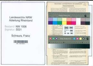Entnazifizierung Franz Schreurs , geb. 27.09.1902 (Arbeiter)