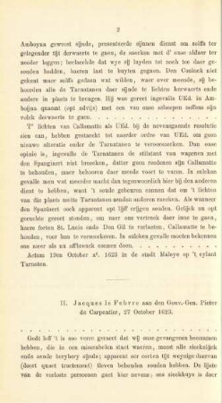 II. Jacques le Febvre aan den Gouv.-Gen. Pieter de Carpentier, 27 October 1623
