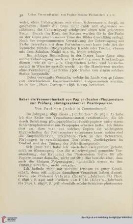13: Ueber die Verwendbarkeit von Papier-Scalen-Photometern zur Prüfung photographischer Positivpapiere