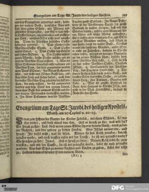 Die erste Predigt, Evangelium am Tage St. Jacobi des heiligen Apostels.