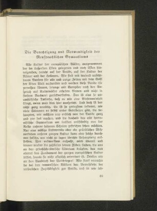 Die Berechtigung und Notwendigkeit des Neusprachlichen Gymnasiums