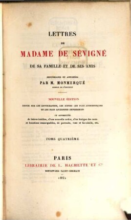 Lettres de Madame de Sévigné, de sa famille et de ses amis, 4