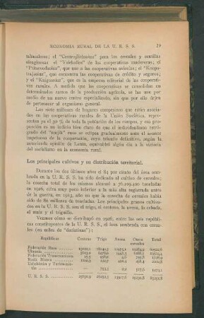 Los principales cultivos y su distribución territorial
