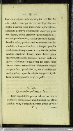 §. VII. Quomodo restitutio fiat
