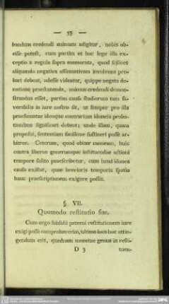 §. VII. Quomodo restitutio fiat
