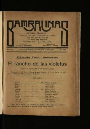 El rancho de las violetas : comedia dramática en tres actos