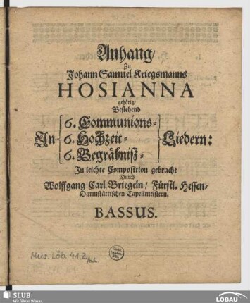Anhang zu ...Kriegsmanns Hosianna