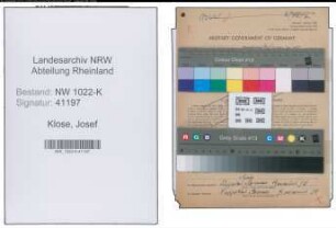 Entnazifizierung Josef Klose , geb. 02.08.1900 (Schneider)