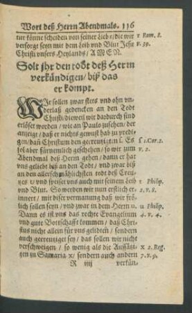 Solt ihr den todt deß Herrn verkündigen/ biß das er kompt.