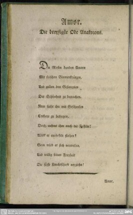 Amor. Die dreysigste Ode Anakreons