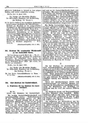 Das Studium der Landwirtschaft : [Wissenschaft] ; [Amtliche Erlasse] ; [Amtlicher Teil]