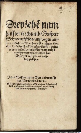 Dreizehen nammhaffter irrthumb Gaspar Schwenckfelds : ausgezogen aus seinen Büchern