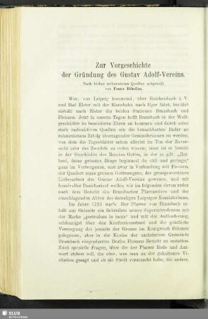 Zur Vorgeschichte der Gründung des Gustav Adolf-Vereins : nach bisher unbenutzten Quellen mitgeteilt