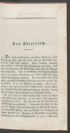 Das Thierreich.