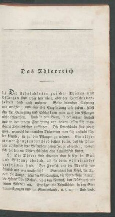 Das Thierreich.